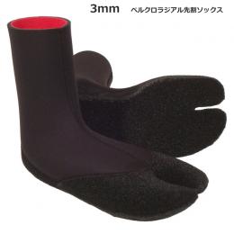  【日本製】3mm先割れベルクロラジアルソックス　 ヒートブレス起毛